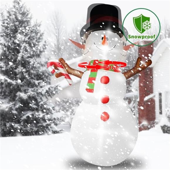 10FT Giant Animated Christmas Inflatable Snowman with Shaking Head - Picture 4 of 7